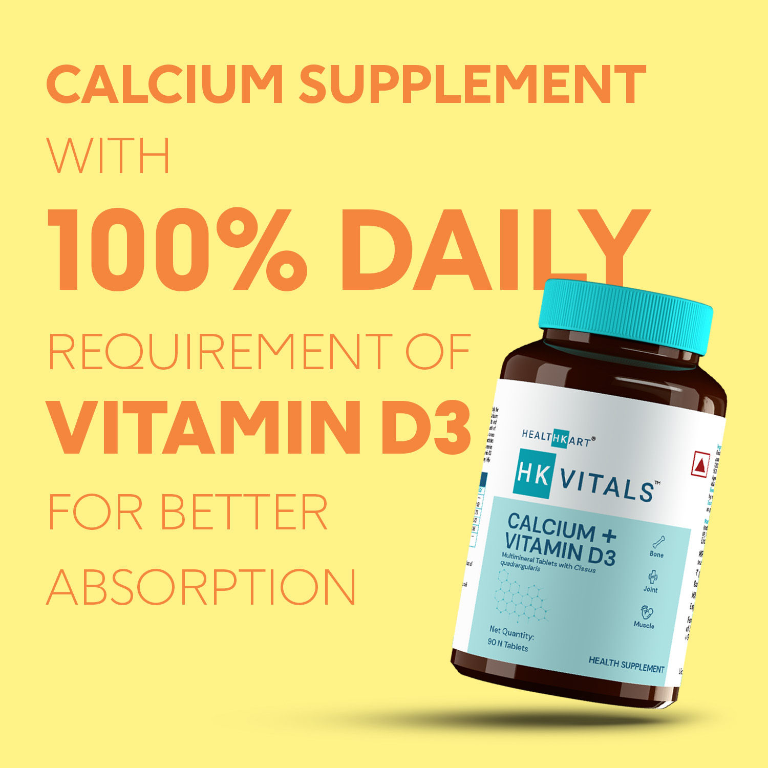 HealthKart HK Vitals Calcium + Vitamin D3 Supplement Tablets Buy