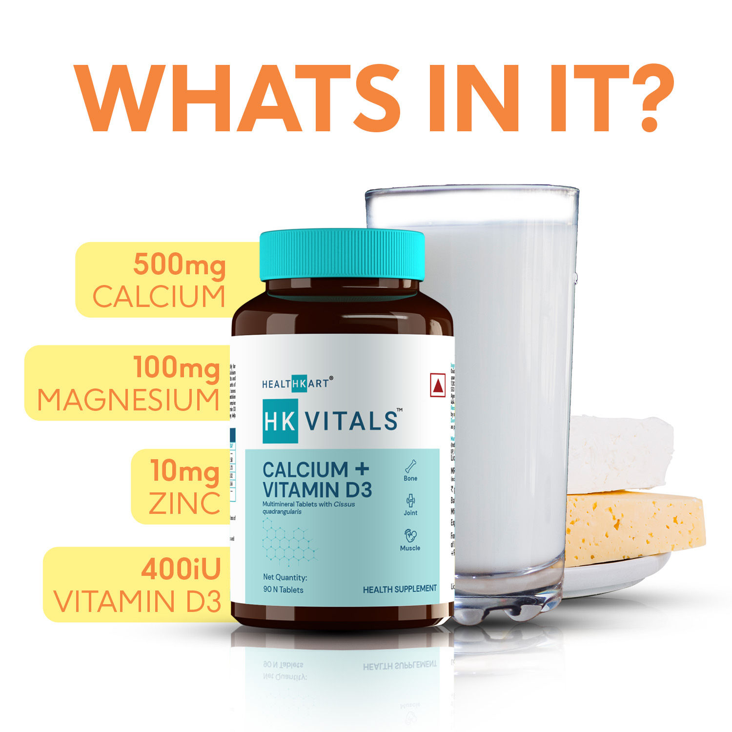 HealthKart HK Vitals Calcium + Vitamin D3 Supplement Tablets Buy HealthKart HK Vitals Calcium