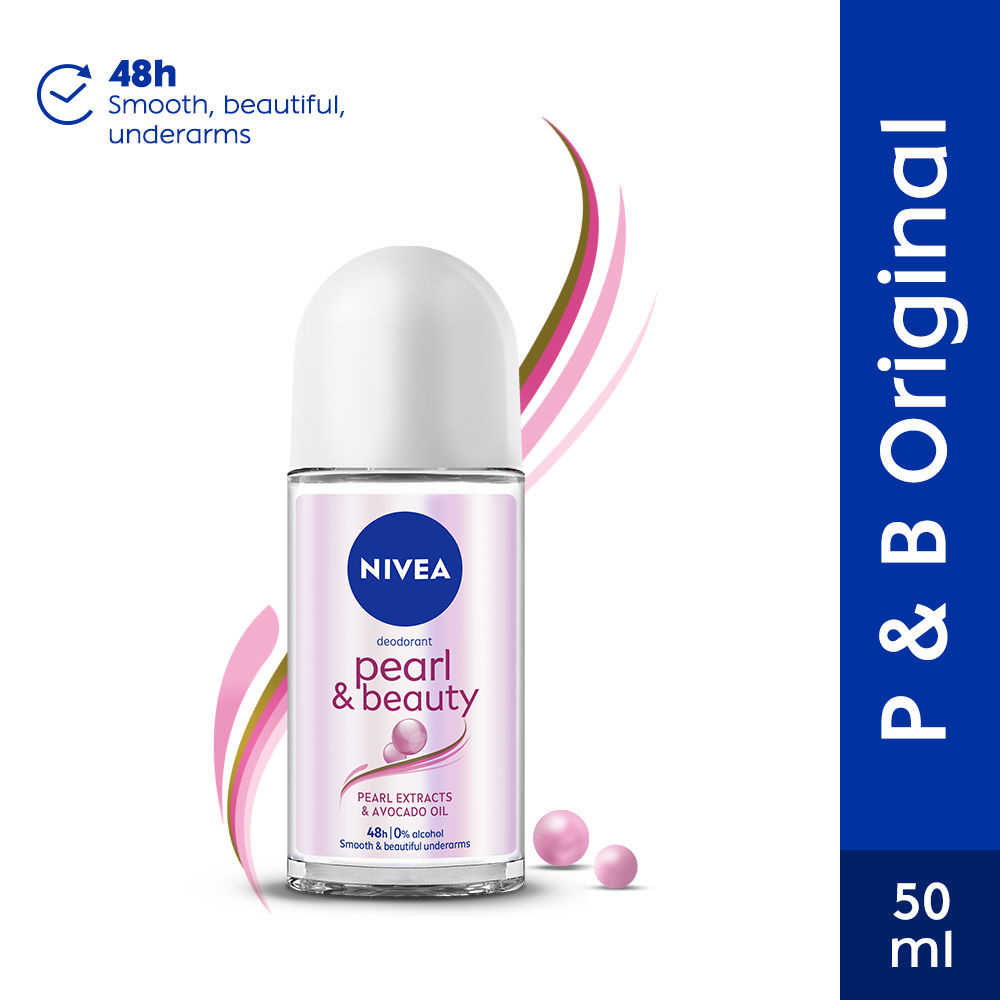 NIVEA Women Deodorant Roll On, Pearl & Beauty, for Smooth & Beautiful Underarms, 48h Protection