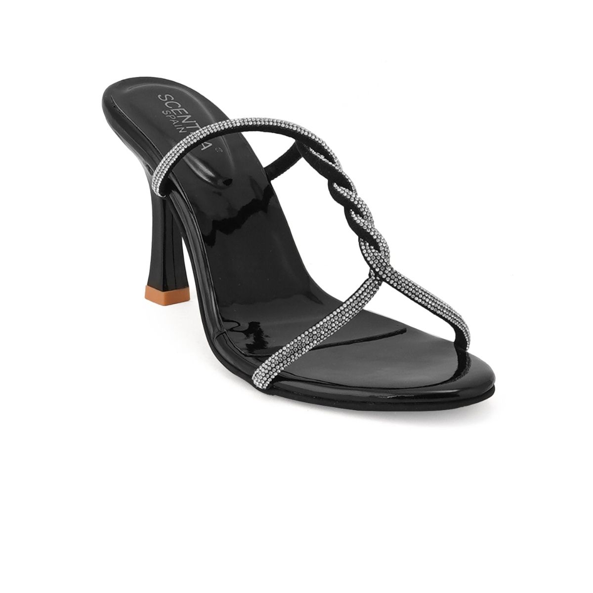 SCENTRA Spain Women Black Block Heel Sandals Buy SCENTRA Spain Women
