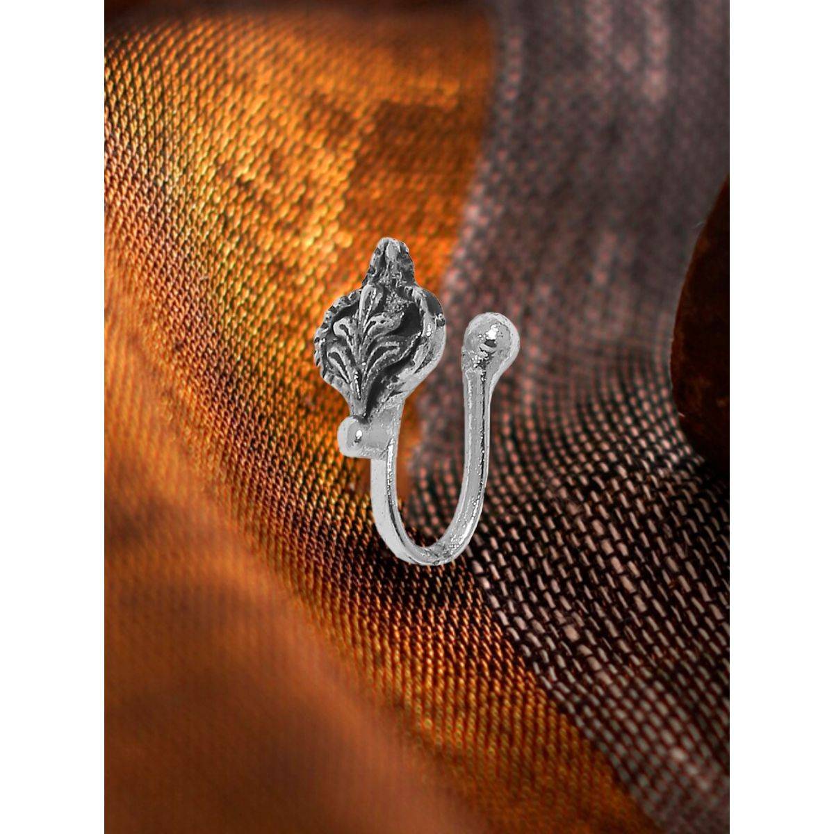 OOMPH Oxidised Silver Tone Ethnic Nose Pin