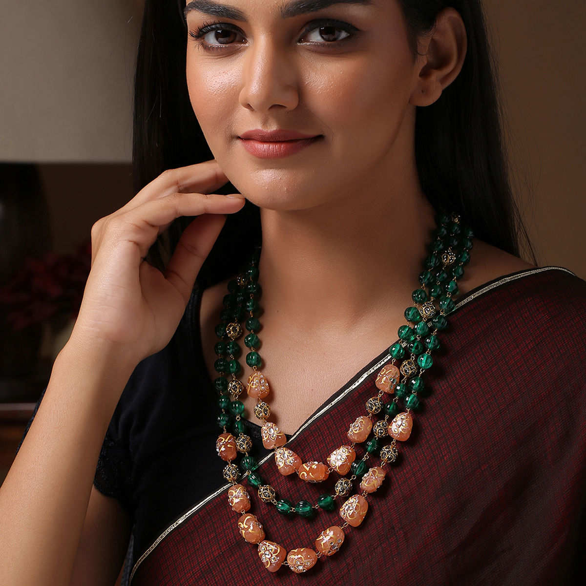 SHOSHAA Gold Green Ethnic Artificial 