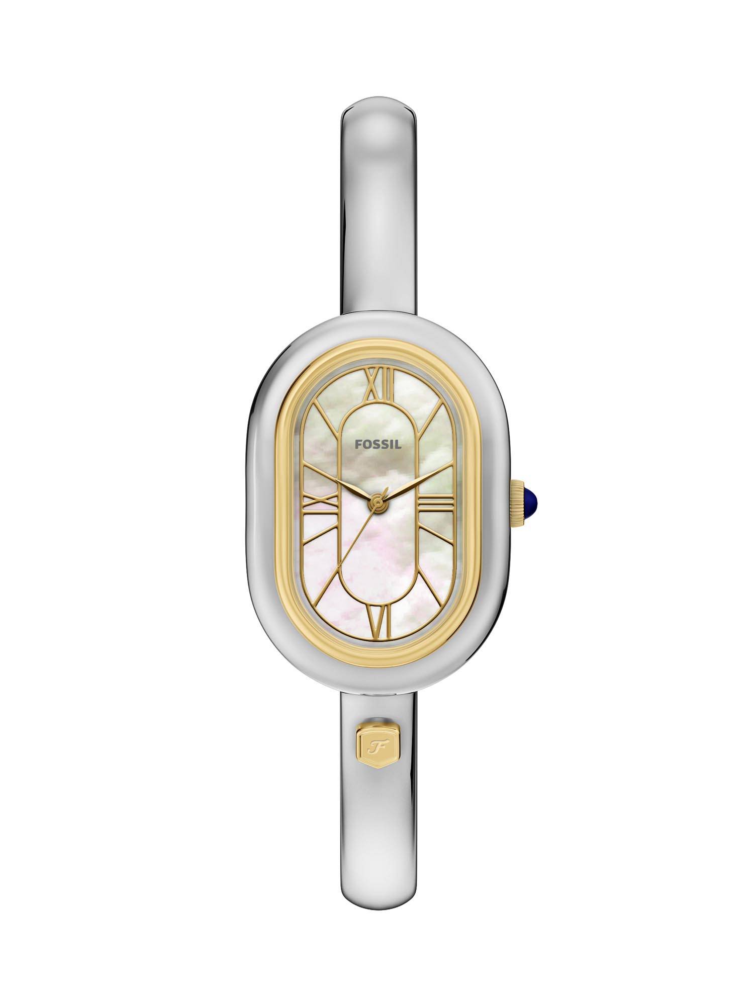 Fossil White Sloan Silver Toned Women Quartz Watch (ES5455) (M)