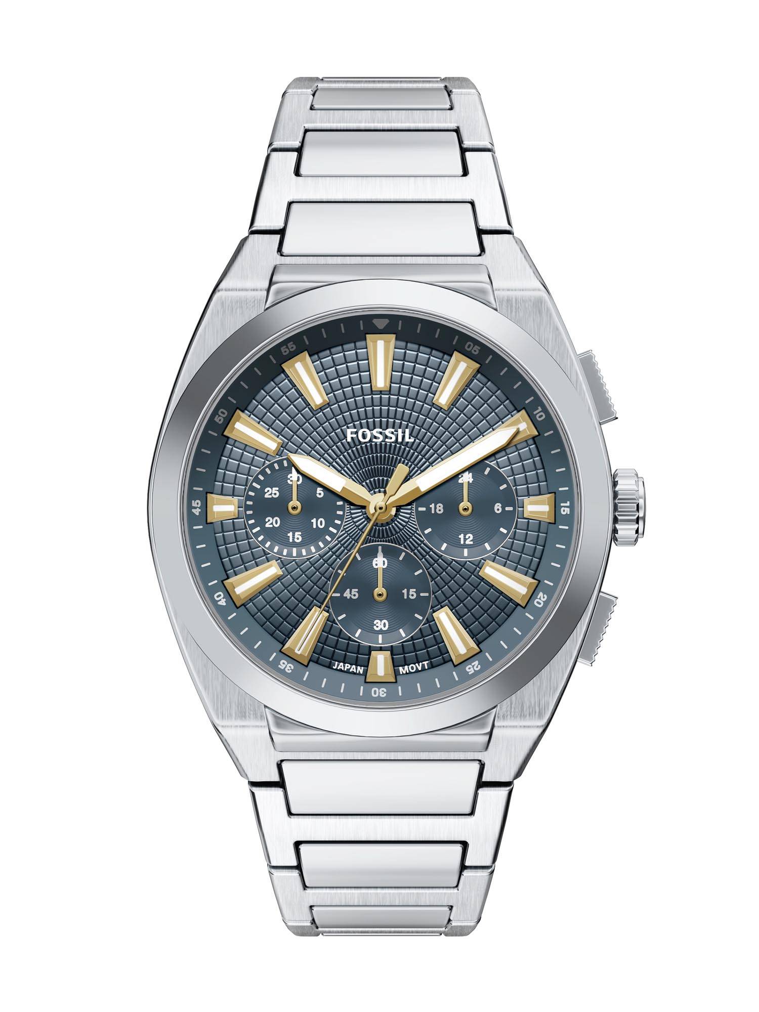 Fossil Blue Everett Silver Toned Men Quartz Watch (FS6154) (M)