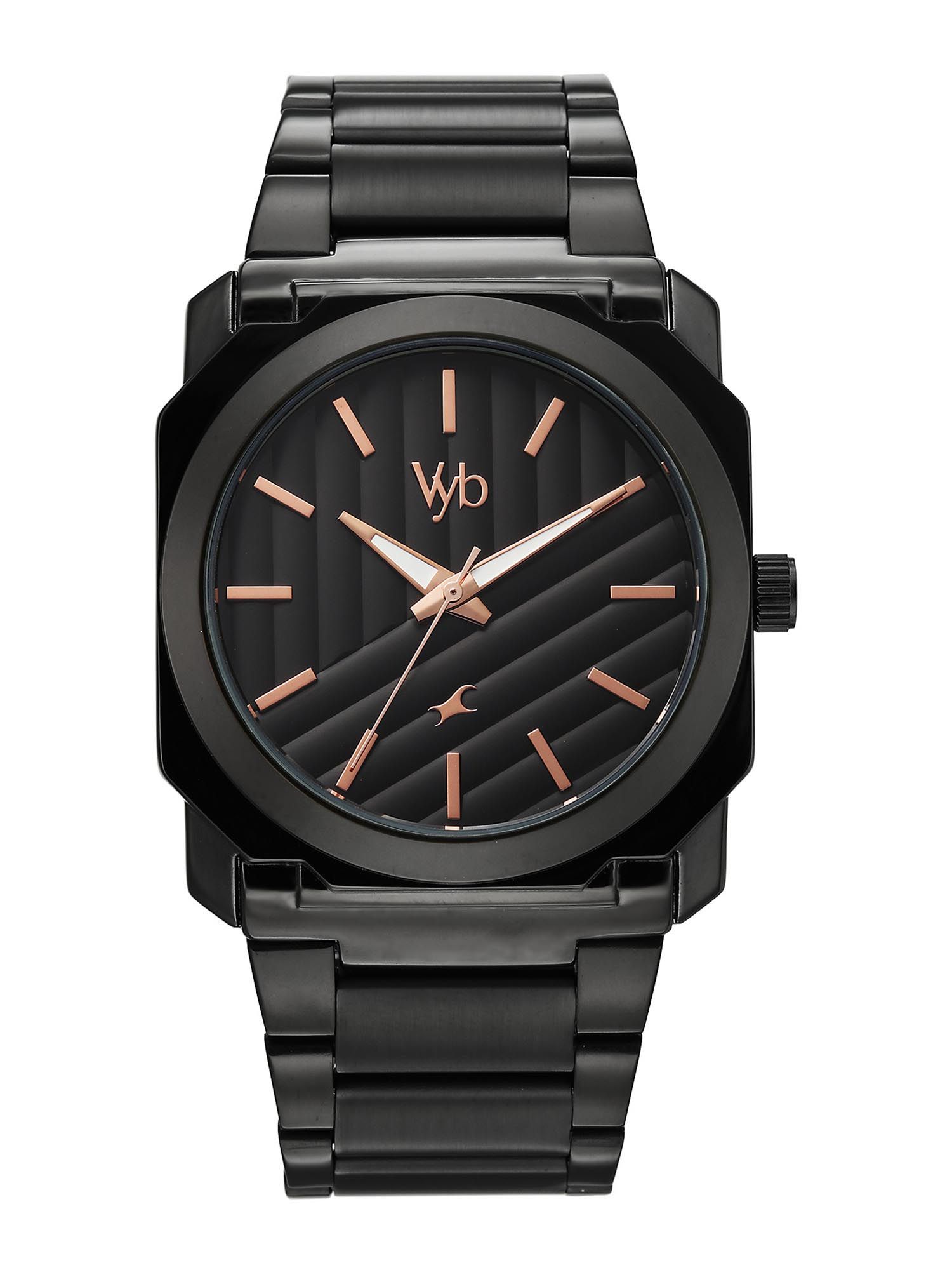 Buy Fastrack Vyb Challenger Quartz Black Dial Black Stainless
