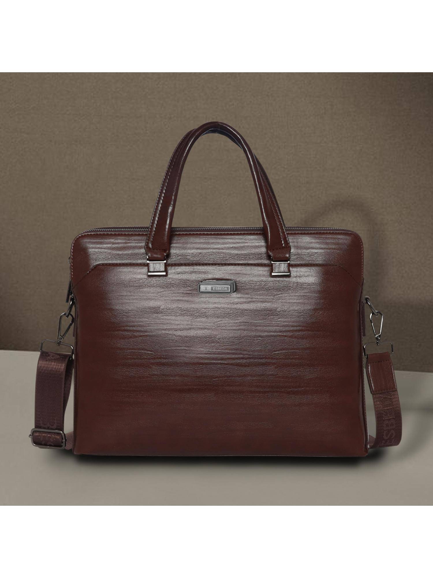 ESBEDA Brown Urban Classic Laptop Bag With Detachable Strap