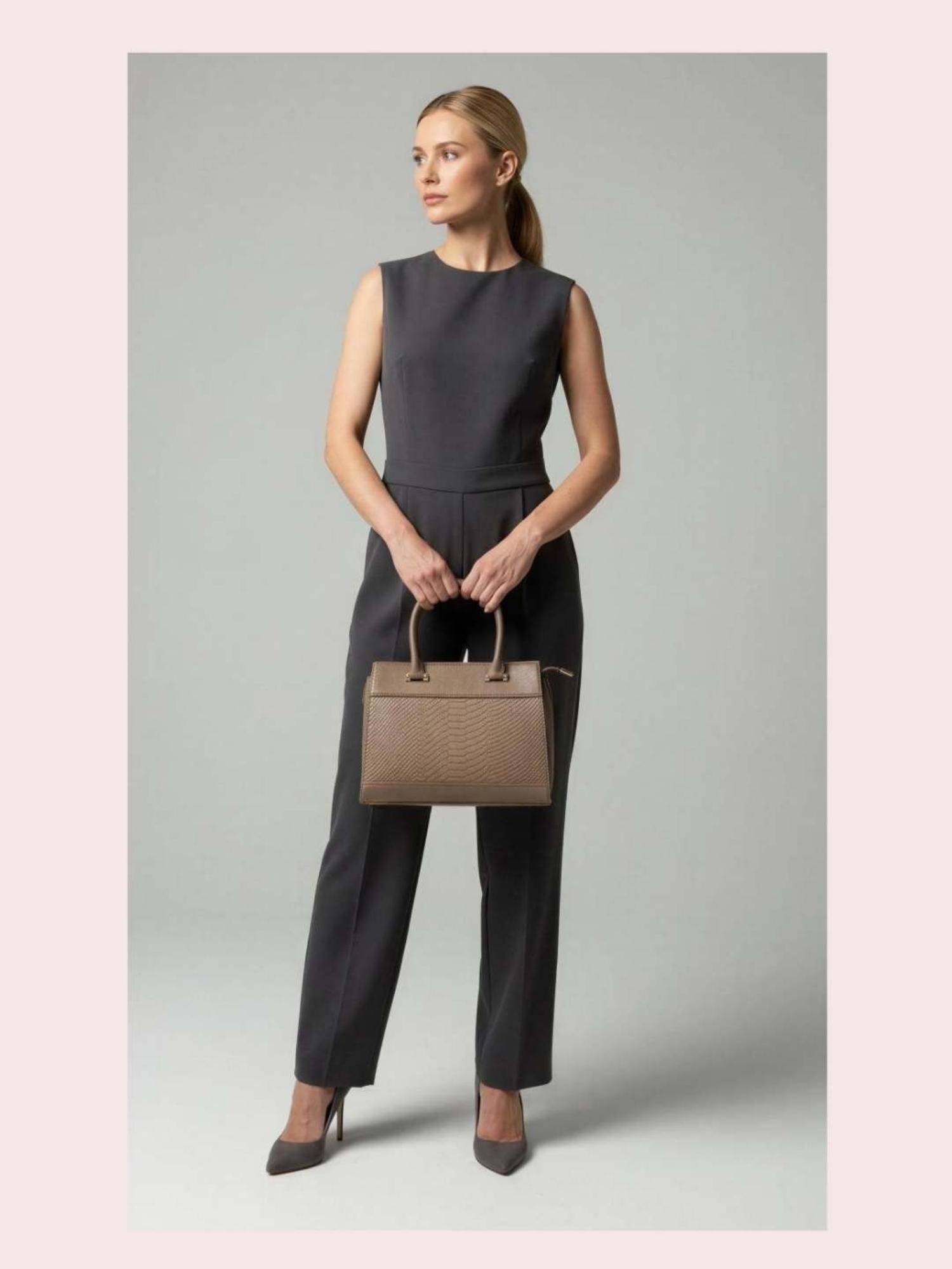 CrossKulture Women Structured Handheld Handbag With Detachable Strap - Brown