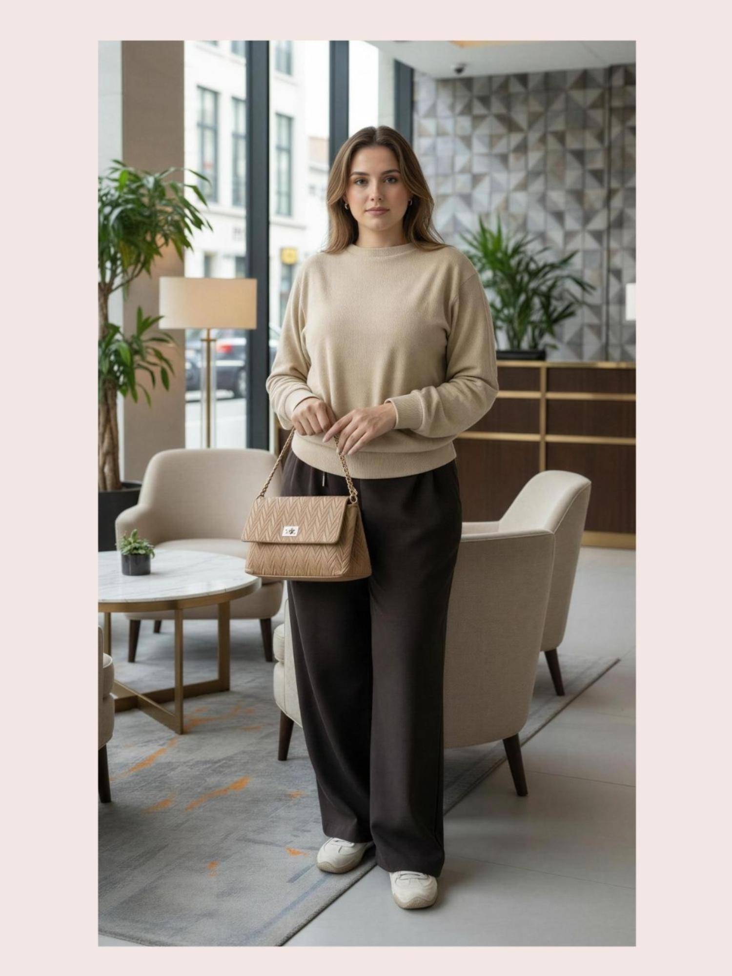 CrossKulture Women Structured Handheld Handbag With Detachable Strap - Khaki
