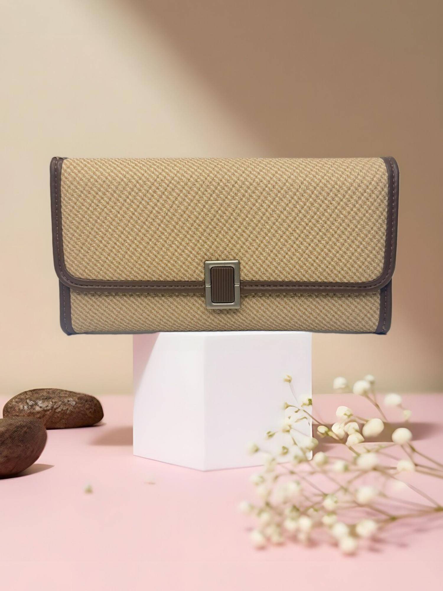 CrossKulture Women Cream Textured Wallet
