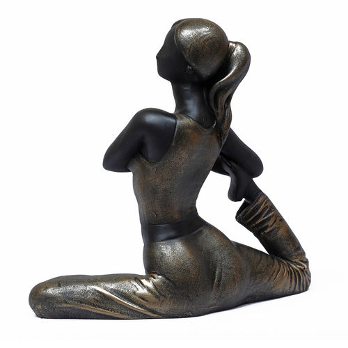 Buy Tansha Quo Lady Yoga Figurine Seated Posture, 18.3Cm, Gold & Grey Online