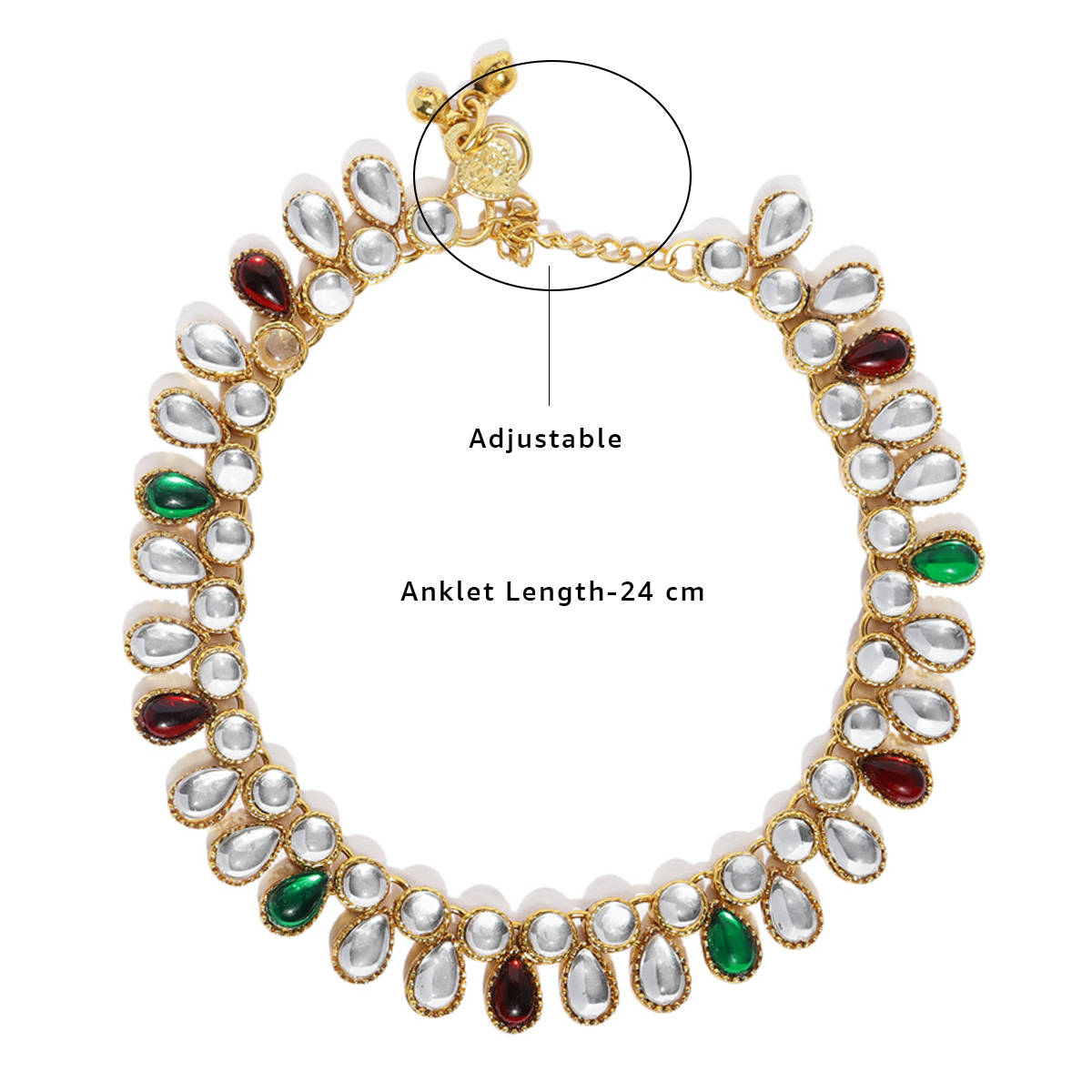 Red Payal Buy Zaveri Pearls Gold Tone Red & Green Kundan Bridal Payal (1 Pair Of ...