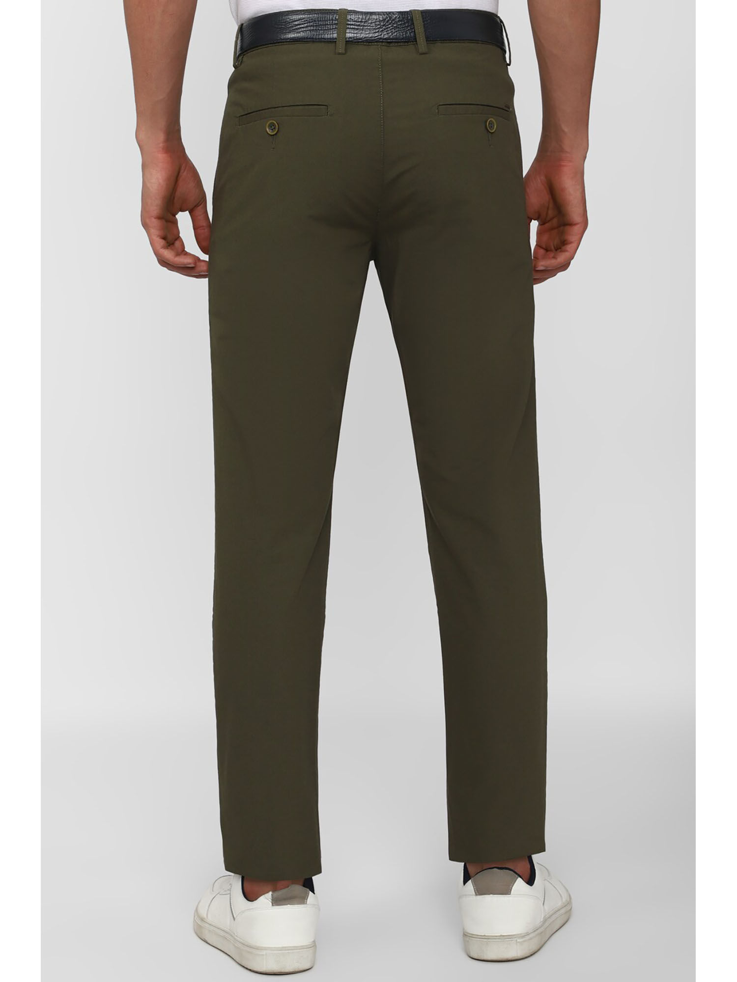 Buy Peter England Men Cream Solid Slim Fit Formal Trousers online