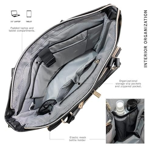 Kenneth Cole Black Reaction Chelsea Quilted Chevron 15 inch Laptop Bag with  Removable Strap (M)