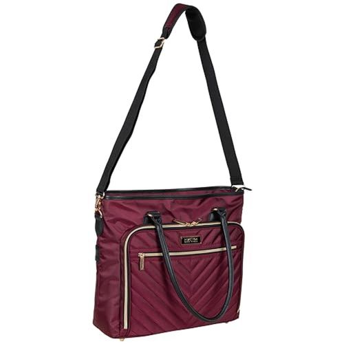 Kenneth Cole Wine Reaction Chelsea Quilted Chevron 15 inch Laptop Bag with  Removable Strap (M)