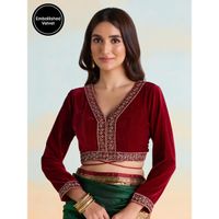 Buy Likha Black Solid Sleeveless Blouse with Hand Embroidery LIKBL01 online