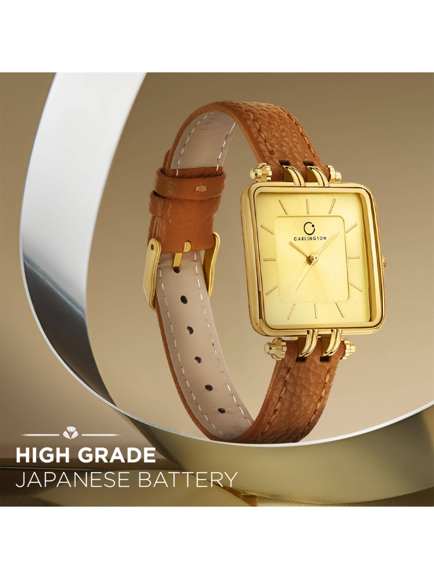 CARLINGTON Aura Series Gold Analog Women Wrist Watch (209) (M)