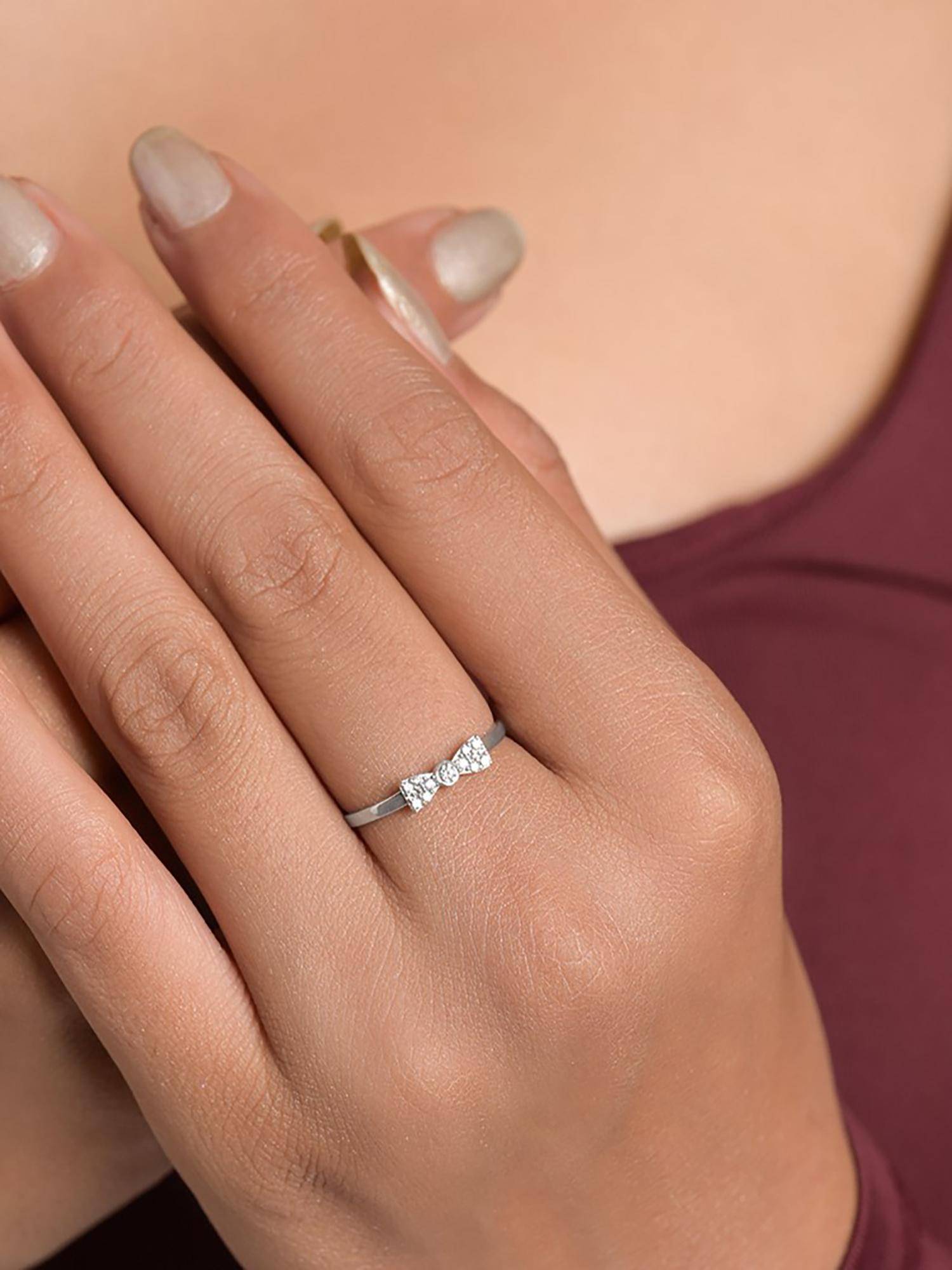 CLARA Women 925 Sterling Silver Parma Bow Tie Adjustable Ring
