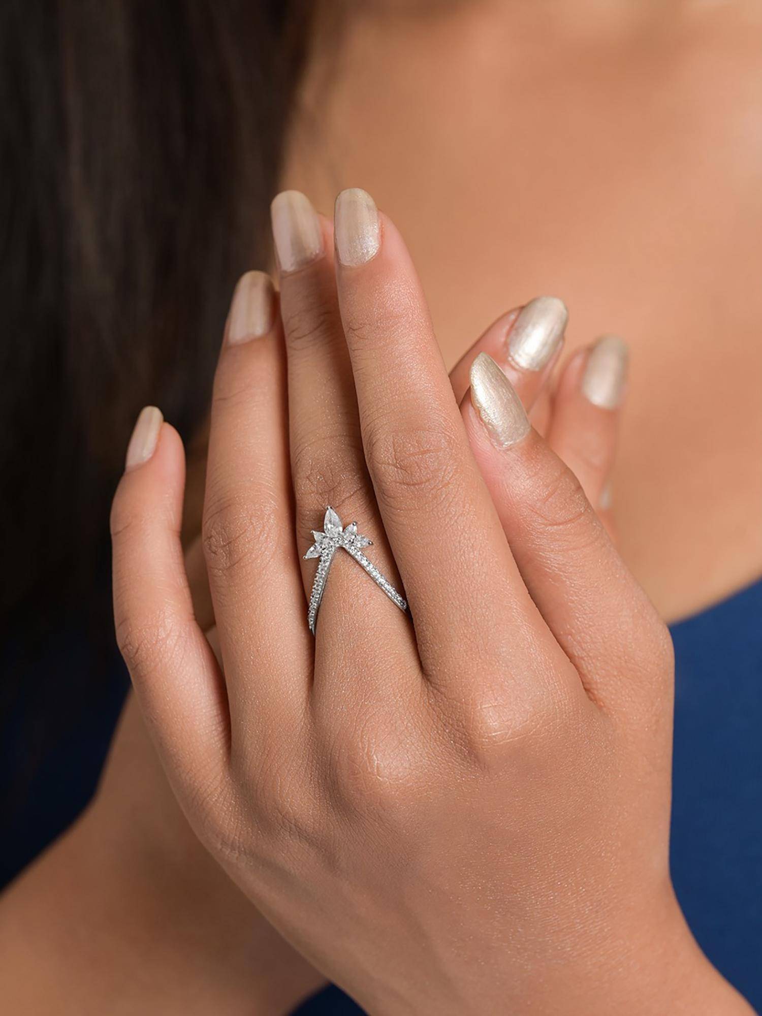 CLARA Women 925 Sterling Silver Vanki Tiara Ring