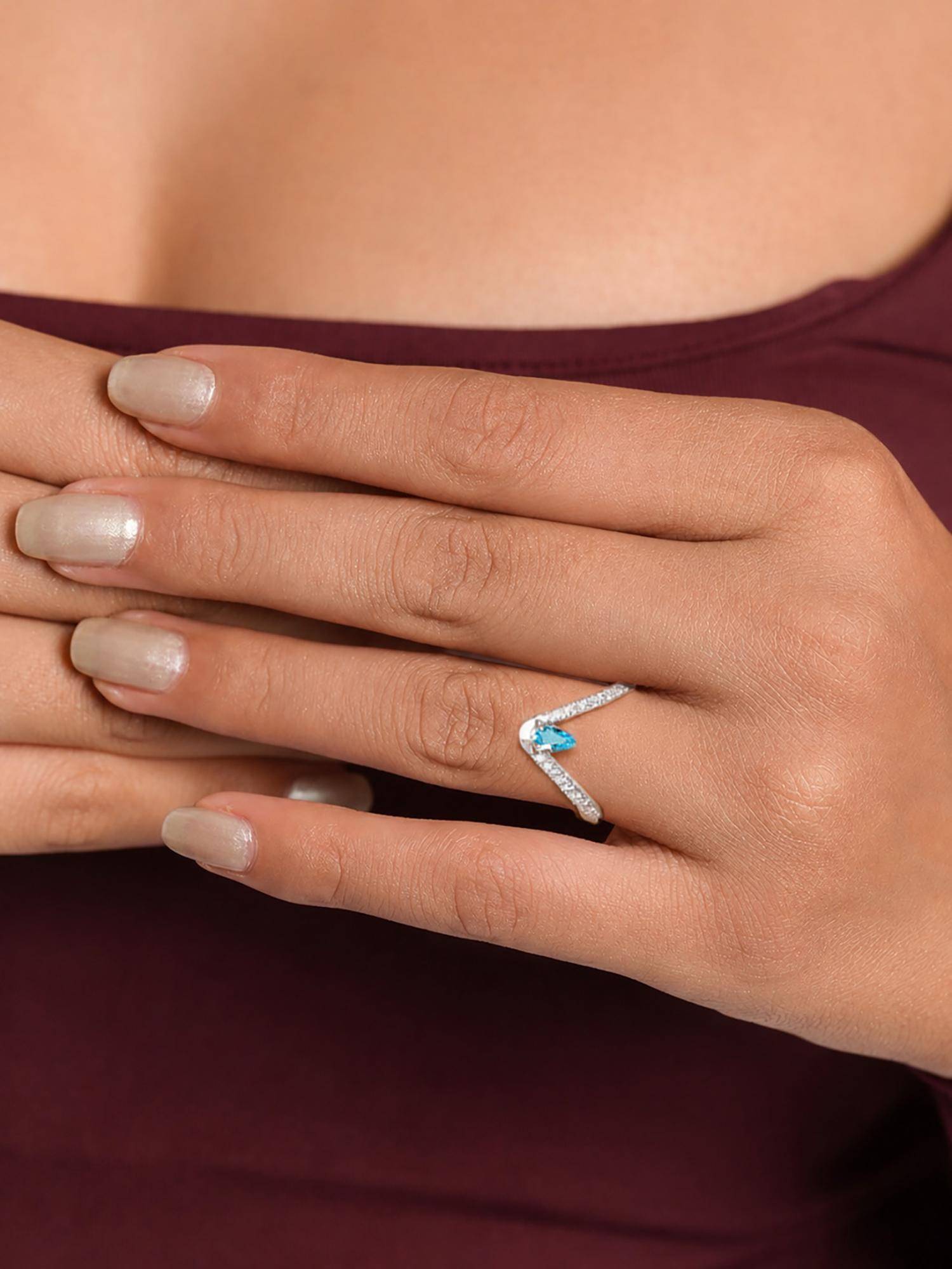 CLARA Women 925 Sterling Silver Corfu Blue Vanki Crown Ring
