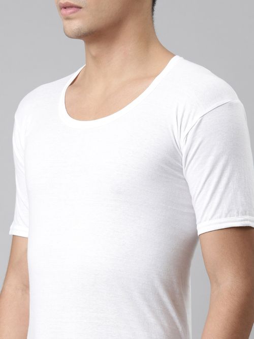 Buy Dixcy Scott Josh Men Solid Short Sleeve Vests (Pack of 5) Online