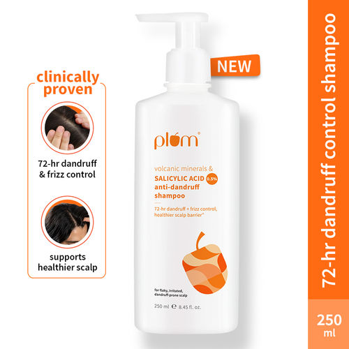 Plum Anti-Dandruff Shampoo with Volcanic Minerals 0.5% Salicylic Acid, 72hr Dandruff & Frizz Control