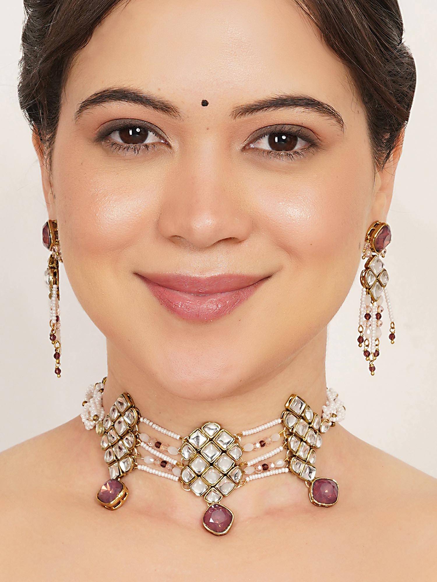 BeAbhika Purple Kundan paradise choker Jewellery Sets