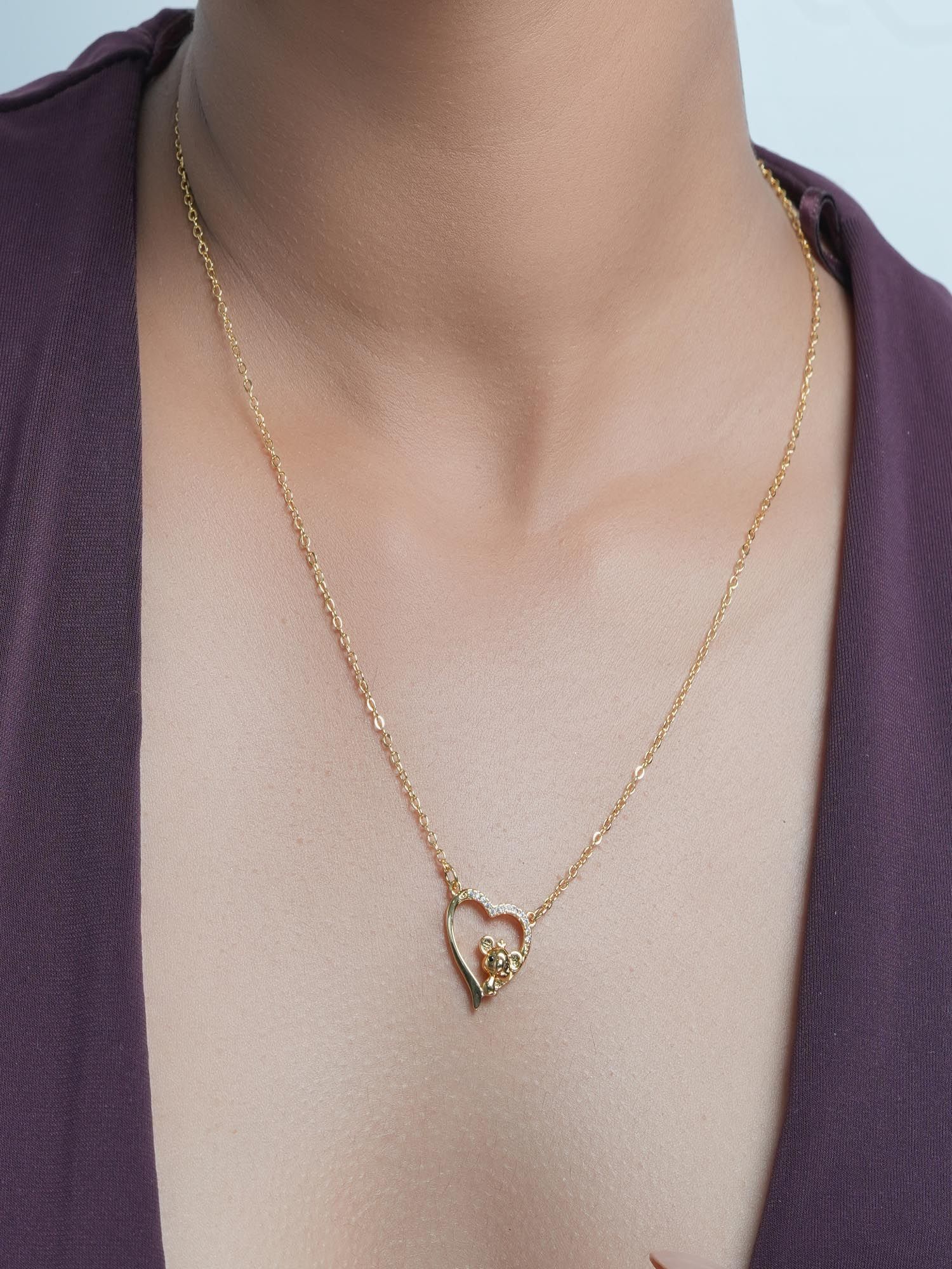 Buy Koala Bear Heart Pendant Necklace, 18K Gold Plated Waterproof