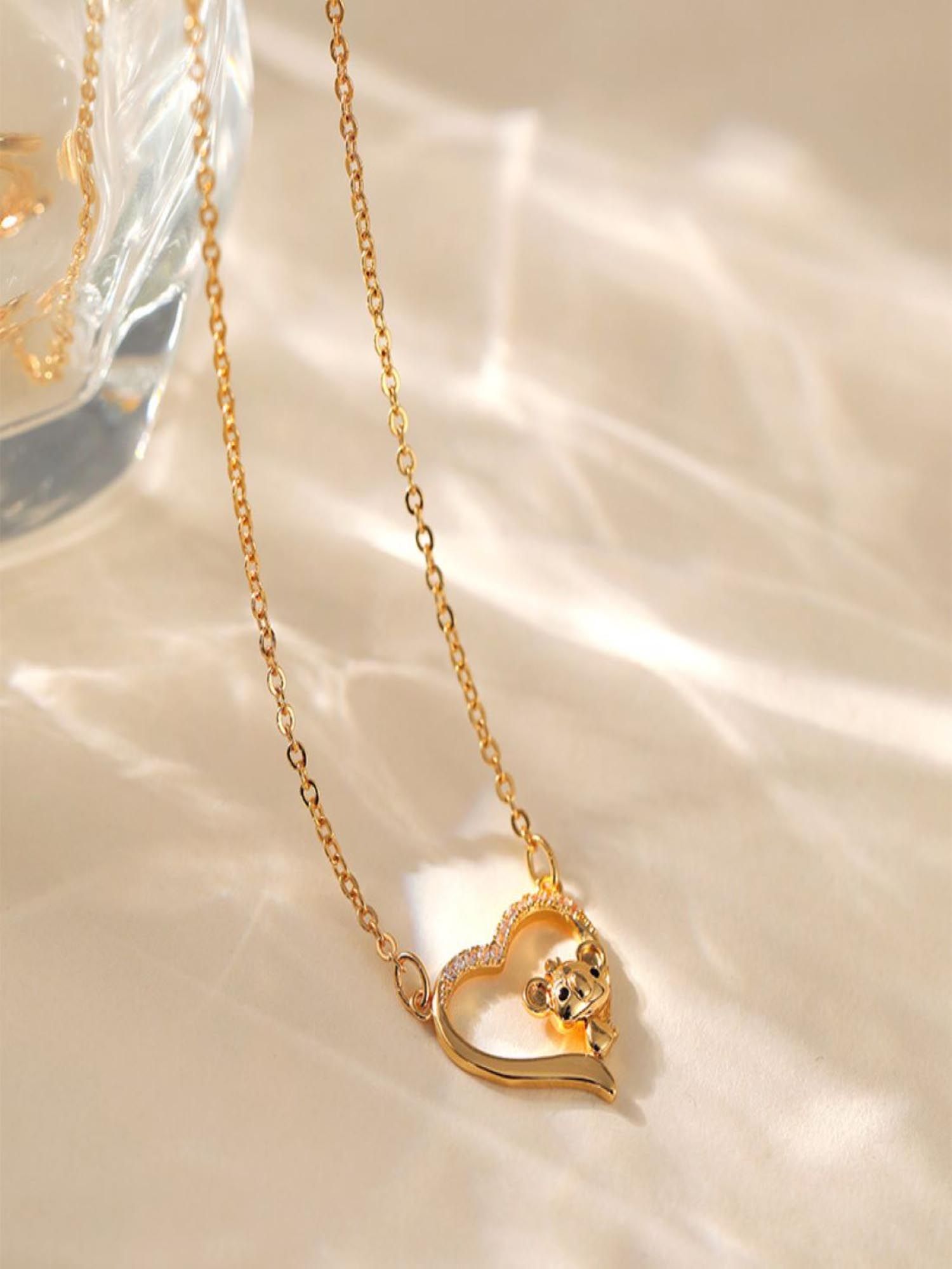 Buy Koala Bear Heart Pendant Necklace, 18K Gold Plated Waterproof