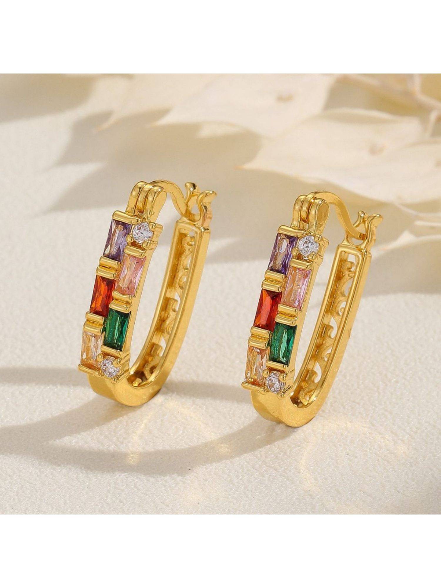 ESTAILO FASHION Prism Glow Hoops Earrings