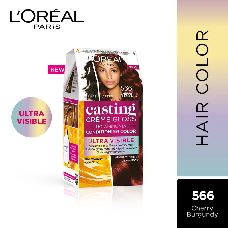 LOreal Paris Casting Creme Gloss Ultra Visible Conditioning Hair Color   566 Cherry Burgundy Buy LOreal Paris Casting Creme Gloss Ultra Visible  Conditioning Hair Color  566 Cherry Burgundy Online at Best