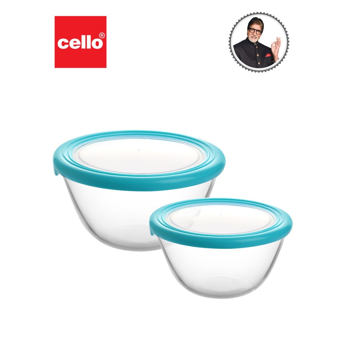 Buy CELLO Ornella Glass Mixing Bowl Set with Lid (500ml, Clear) Set of