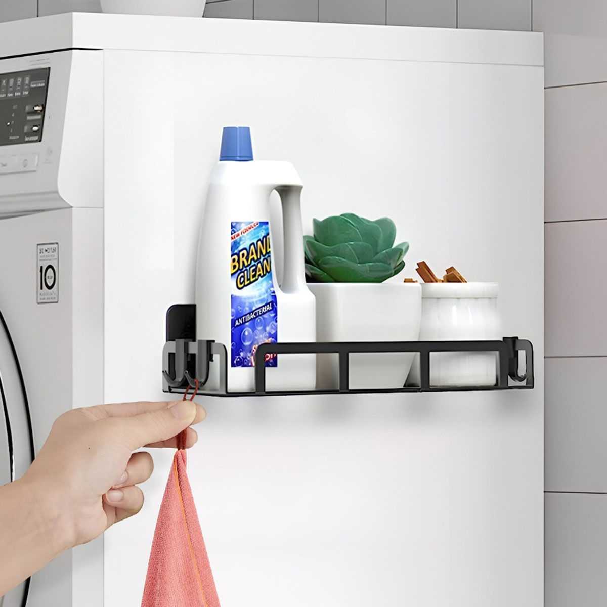 Buy Plantex Gi Steel Magnetic Shelf with 4 Hook for Bathroom