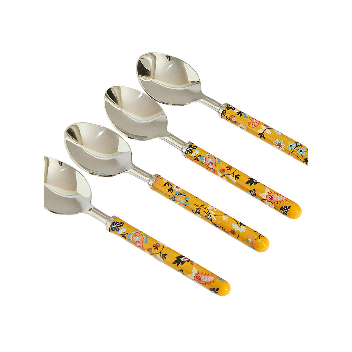 Buy Chumbak Pixel Paisley Meal Spoons Yellow (Set of 4) Online