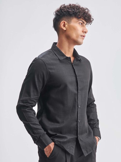 Buy HIGHLANDER Men Black Printed Slim Fit Collar Neck Formal Shirt Online Buy HIGHLANDER Men Black Printed Slim Fit Collar Neck Formal Shirt Online