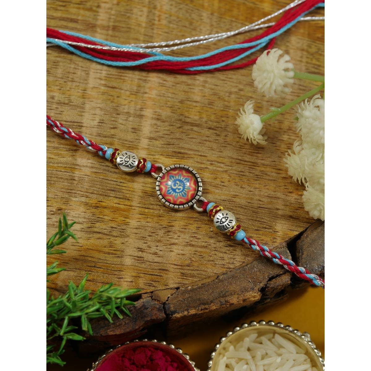 I Jewels Multi-Color Traditional Om Rakhi Gift Set