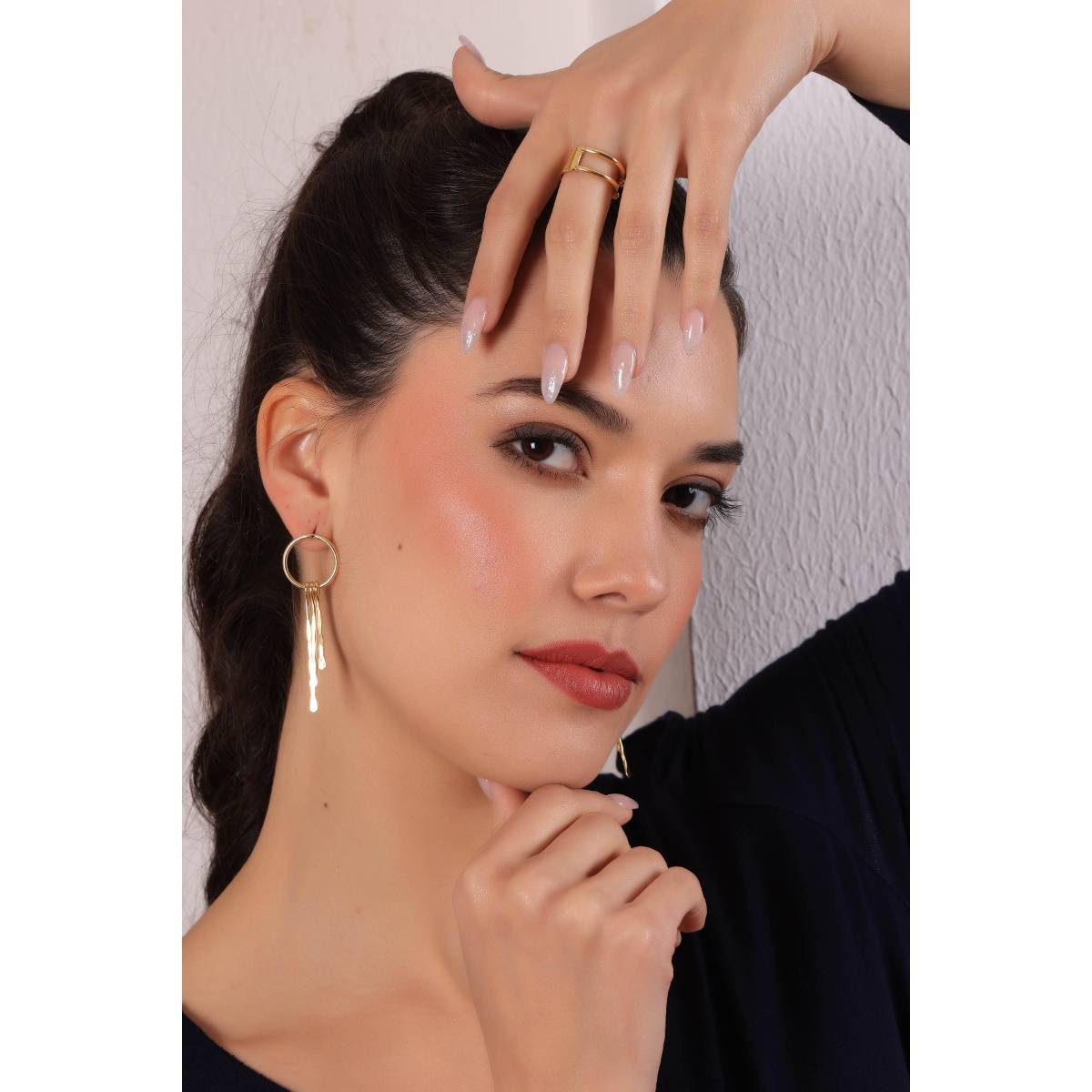 Royal Pitarah Golden Cascade Drop Earrings