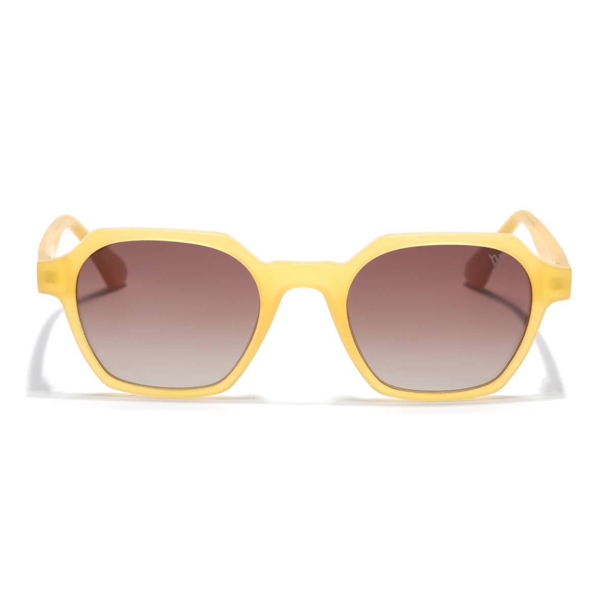 Voyage Yellow Round Brown Sunglass 7101 (48)