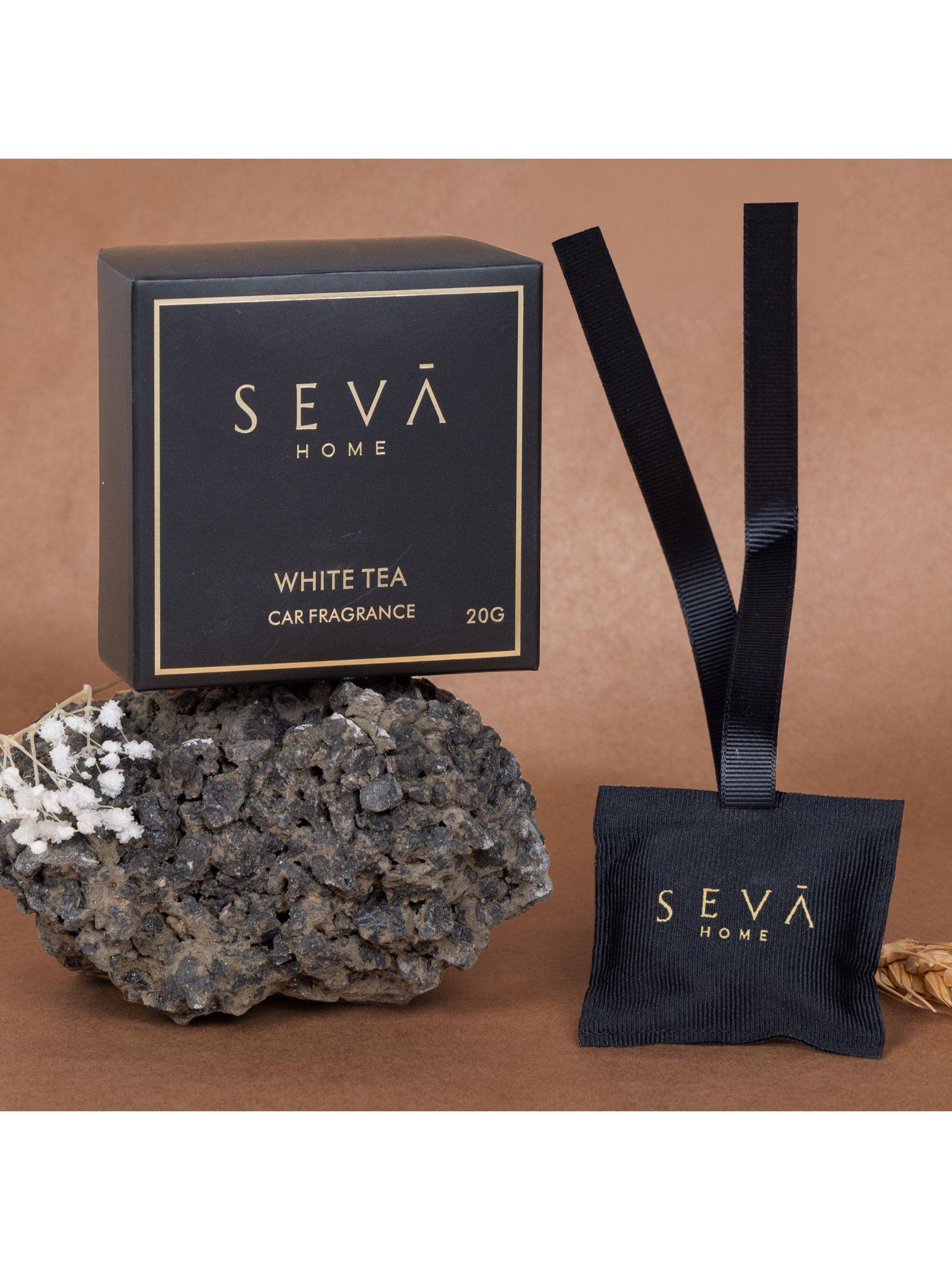 SEVA HOME Hanging Car Air Freshener Sachet - White Tea Scent Lasts Up To 2 Months