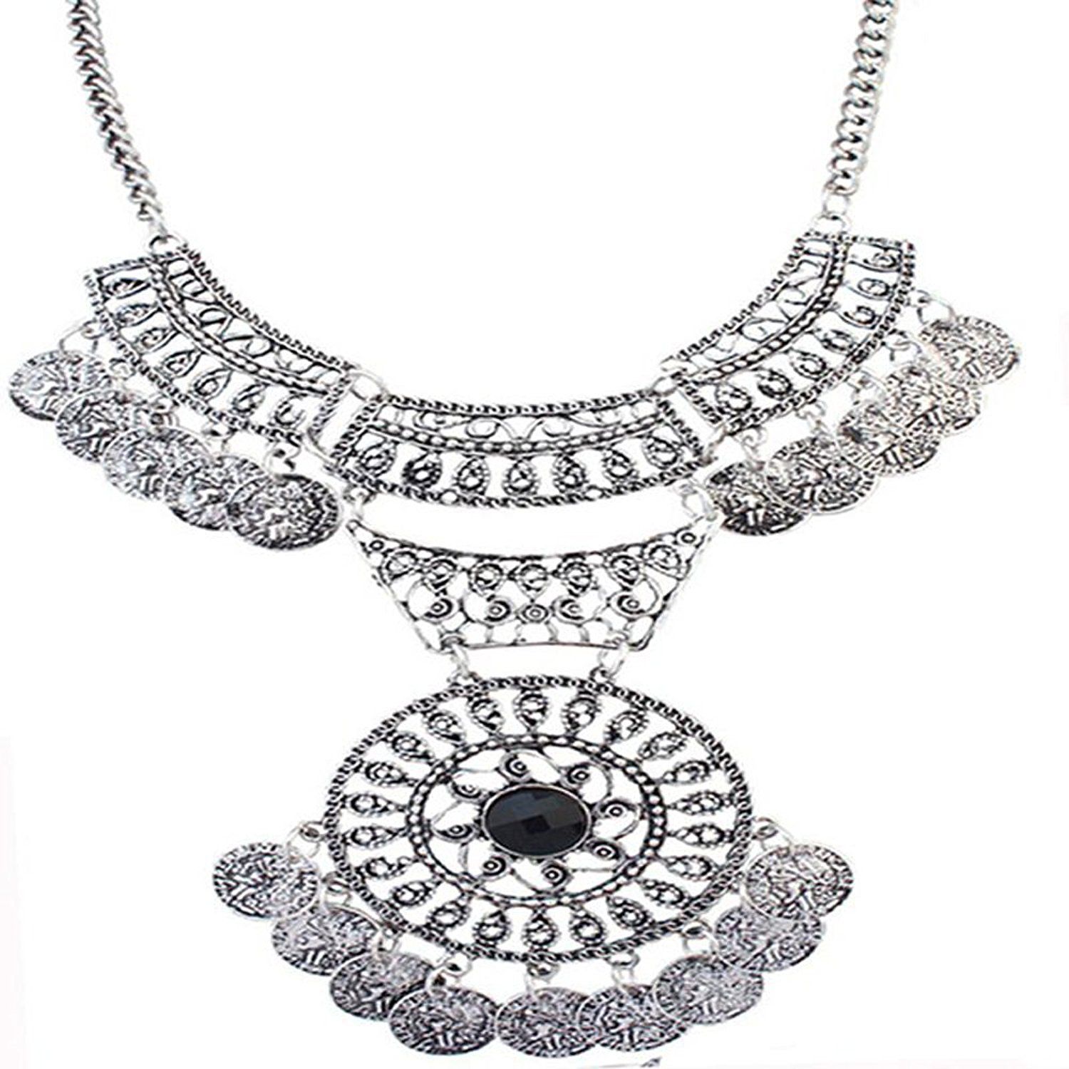 Peora Indian Jewelry Ethnic Oxidized Silver Metal Antique Turkish Coin