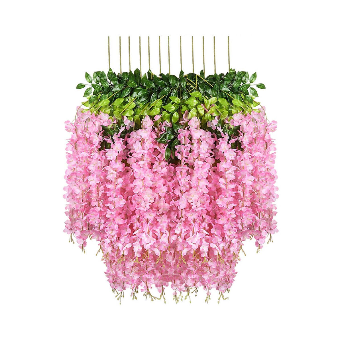 Fourwalls Artificial Beautiful Hanging Orchid Flower Vine (Set of 6, 105 cm Tall, Light-Pink)