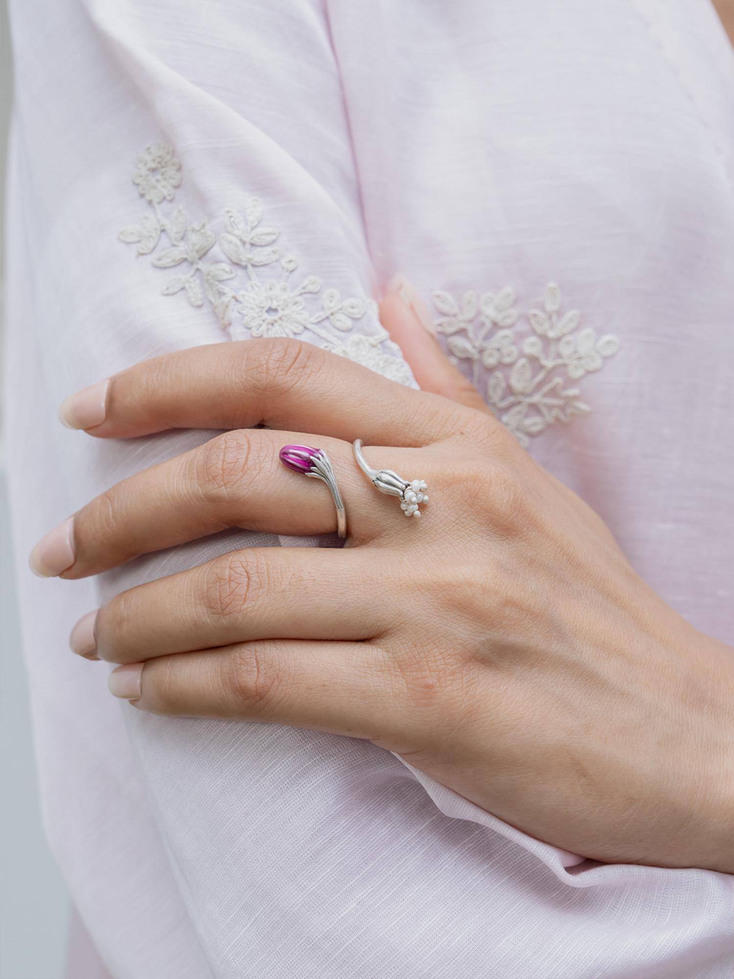 925 Silver Shaya by CaratLane Maua In Adjustable Ring