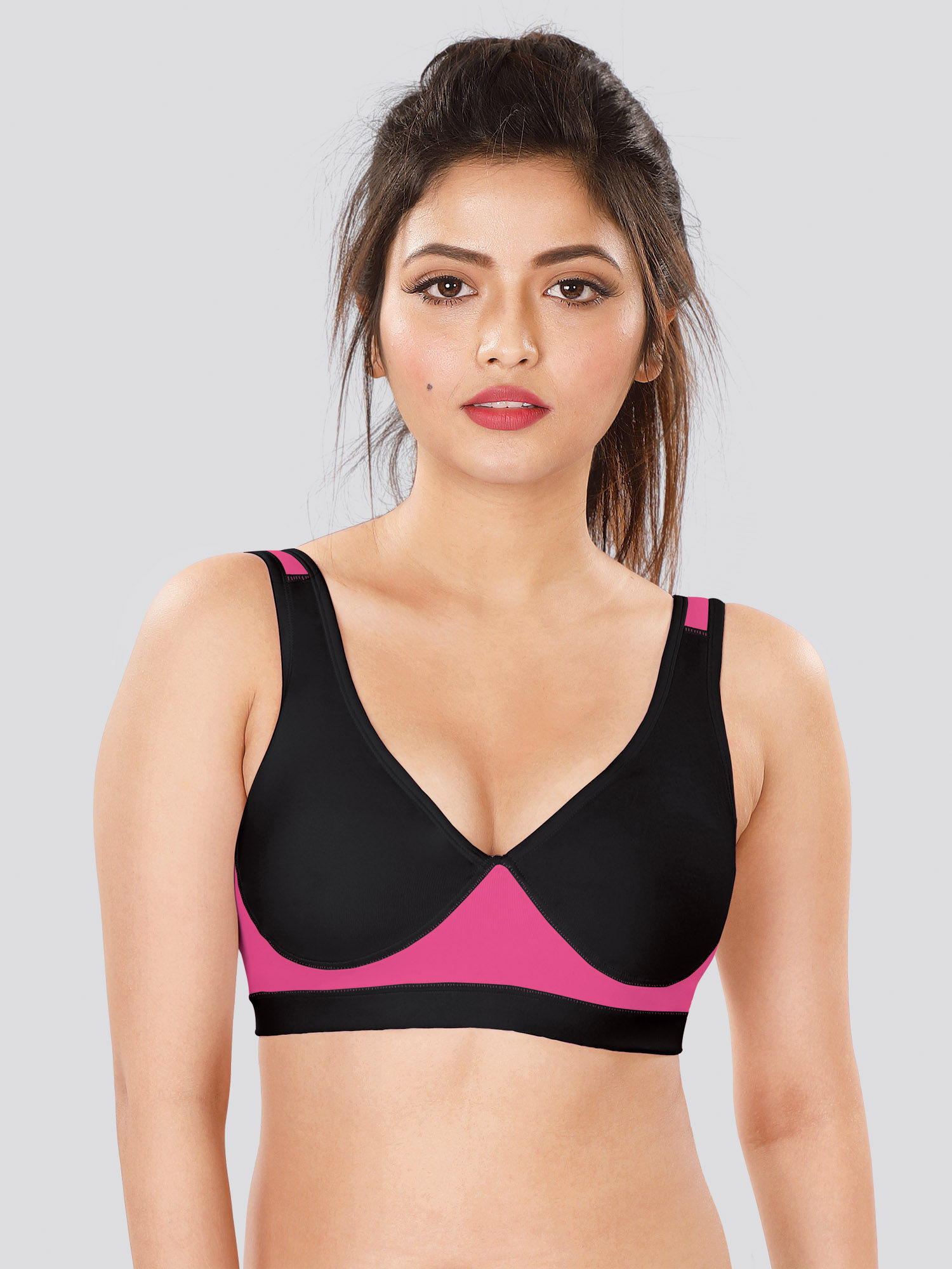 Lycra Cotton Non-Padded Ladies Designer Sports Bra, Pink and black at Rs  55/piece in Delhi