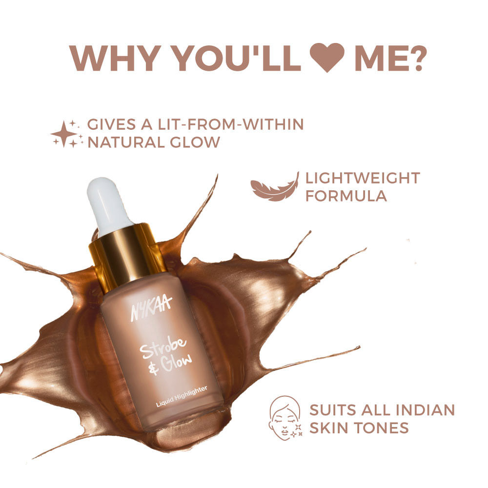 Buy Nykaa Strobe & Glow Liquid Highlighter Glazed Bronze Online