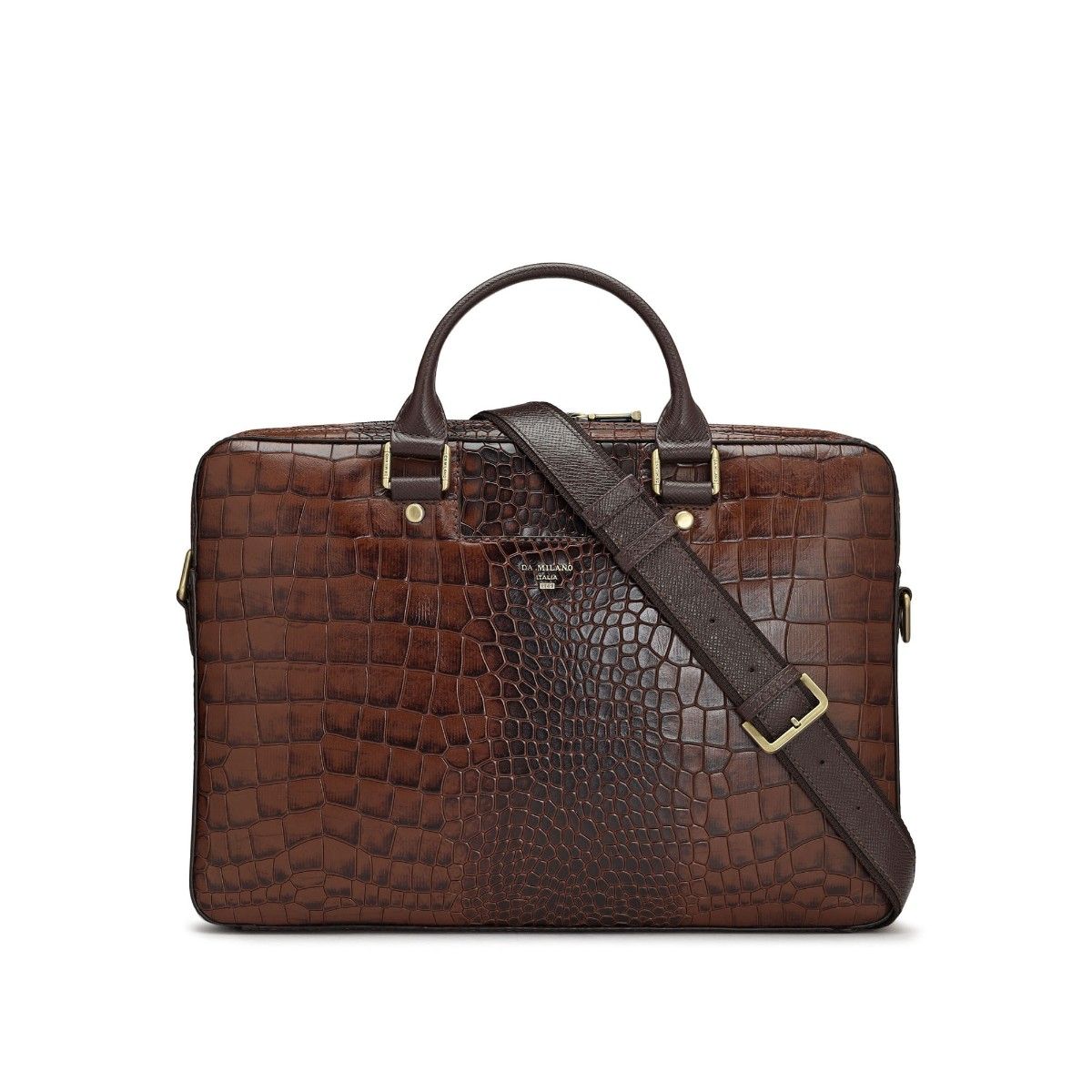 Buy Da Milano Genuine Leather Brown Laptop Bag Online