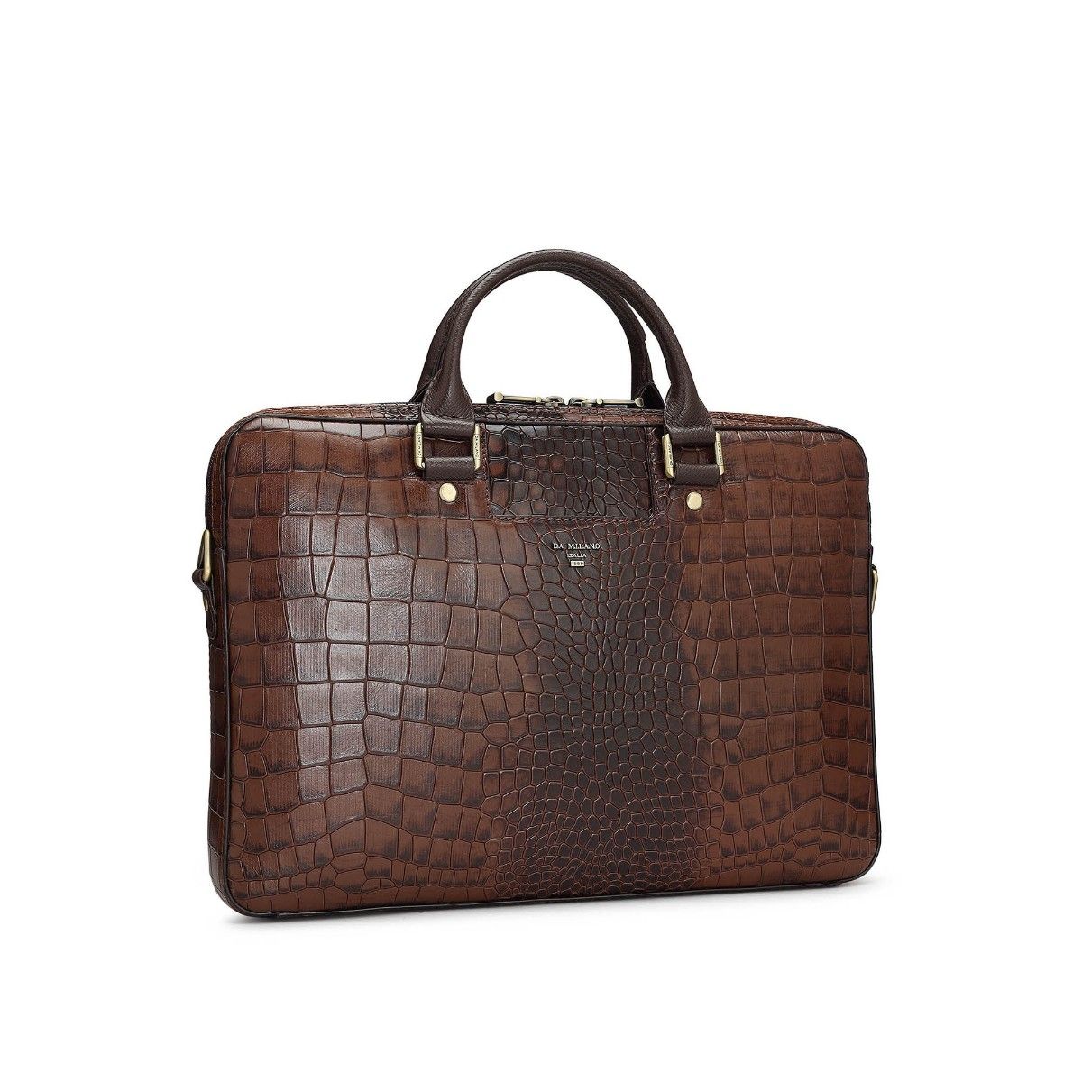Buy Da Milano Genuine Leather Brown Laptop Bag Online