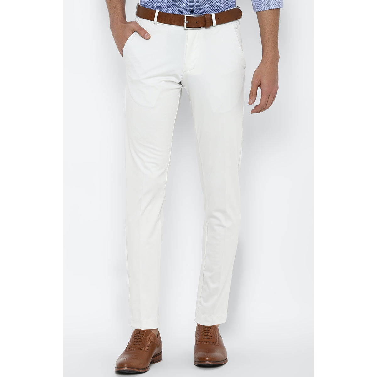 Buy Allen Solly White  Grey Striped Trousers for Women Online  Tata CLiQ