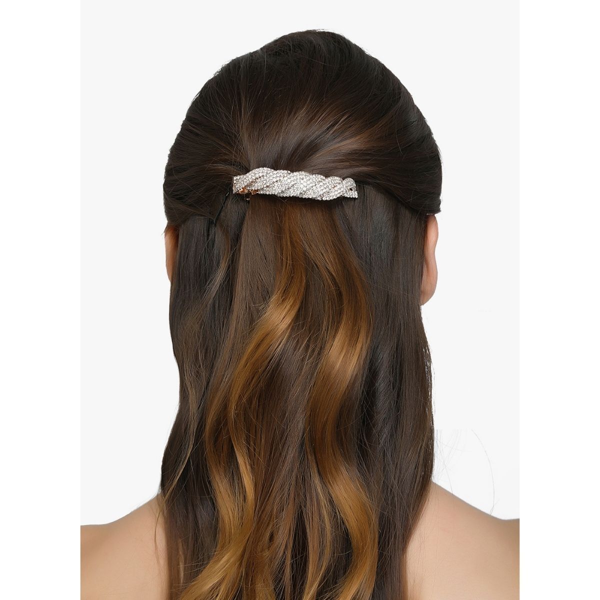 Silk Thread Centre Hair clip and kundan stones