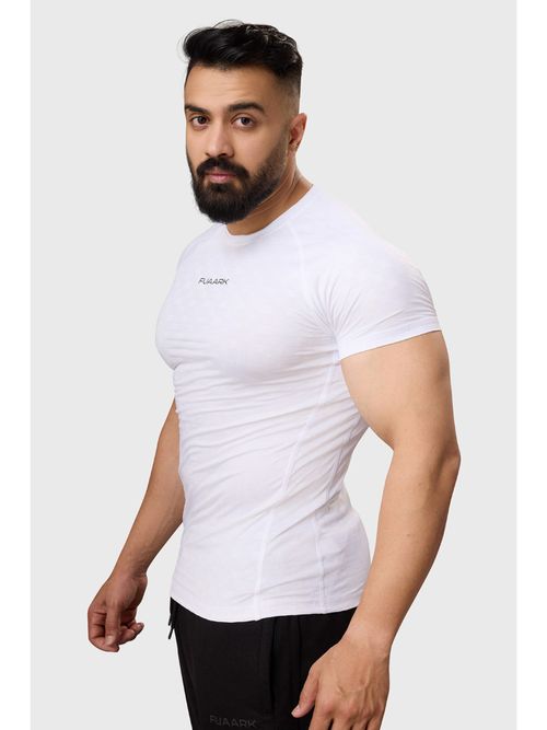 Buy FUAARK Mens White Astral Slim Fit Sports and Gym T-Shirt Online