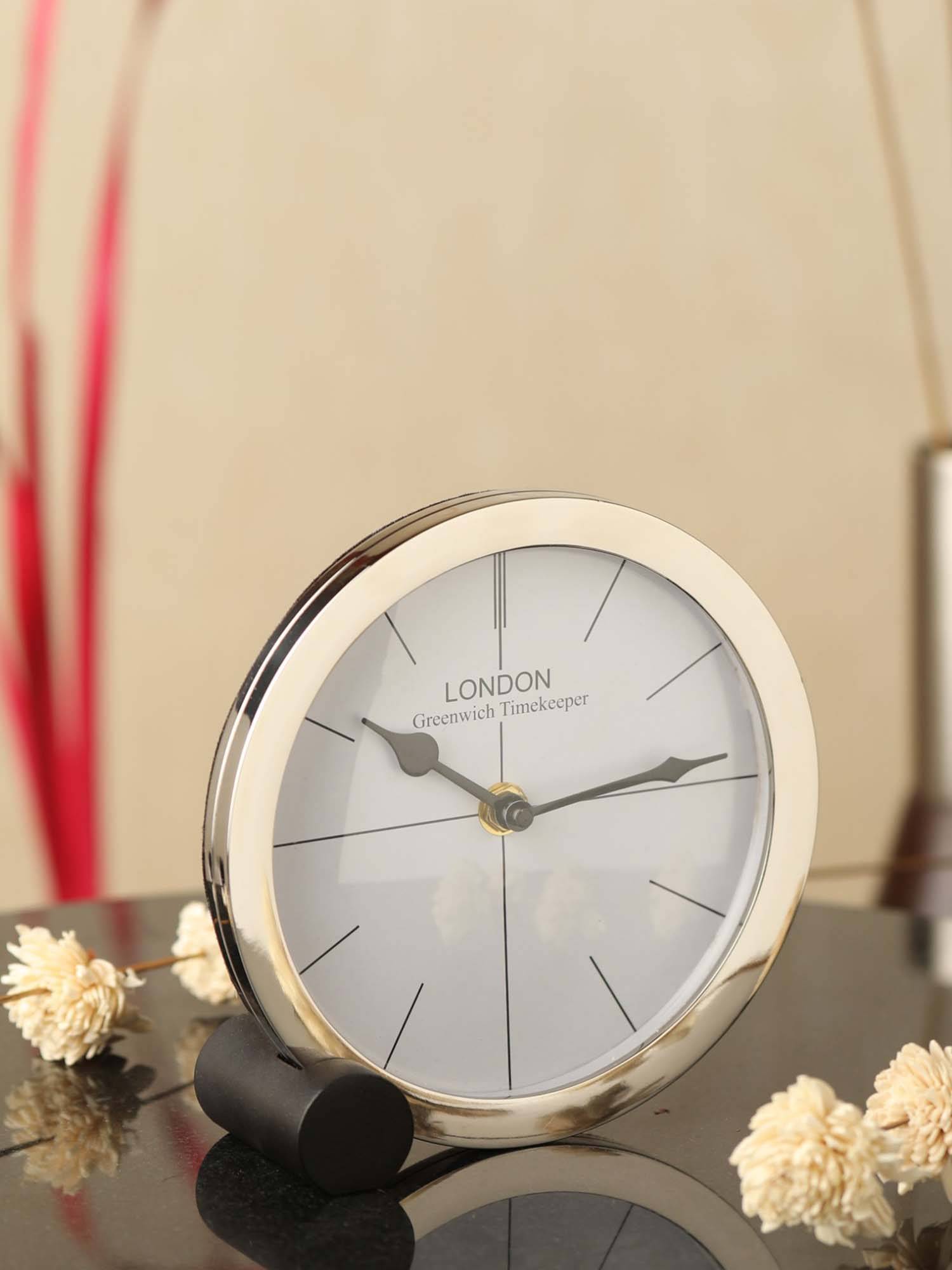 De Maison Decor Langston Silver Table Clock