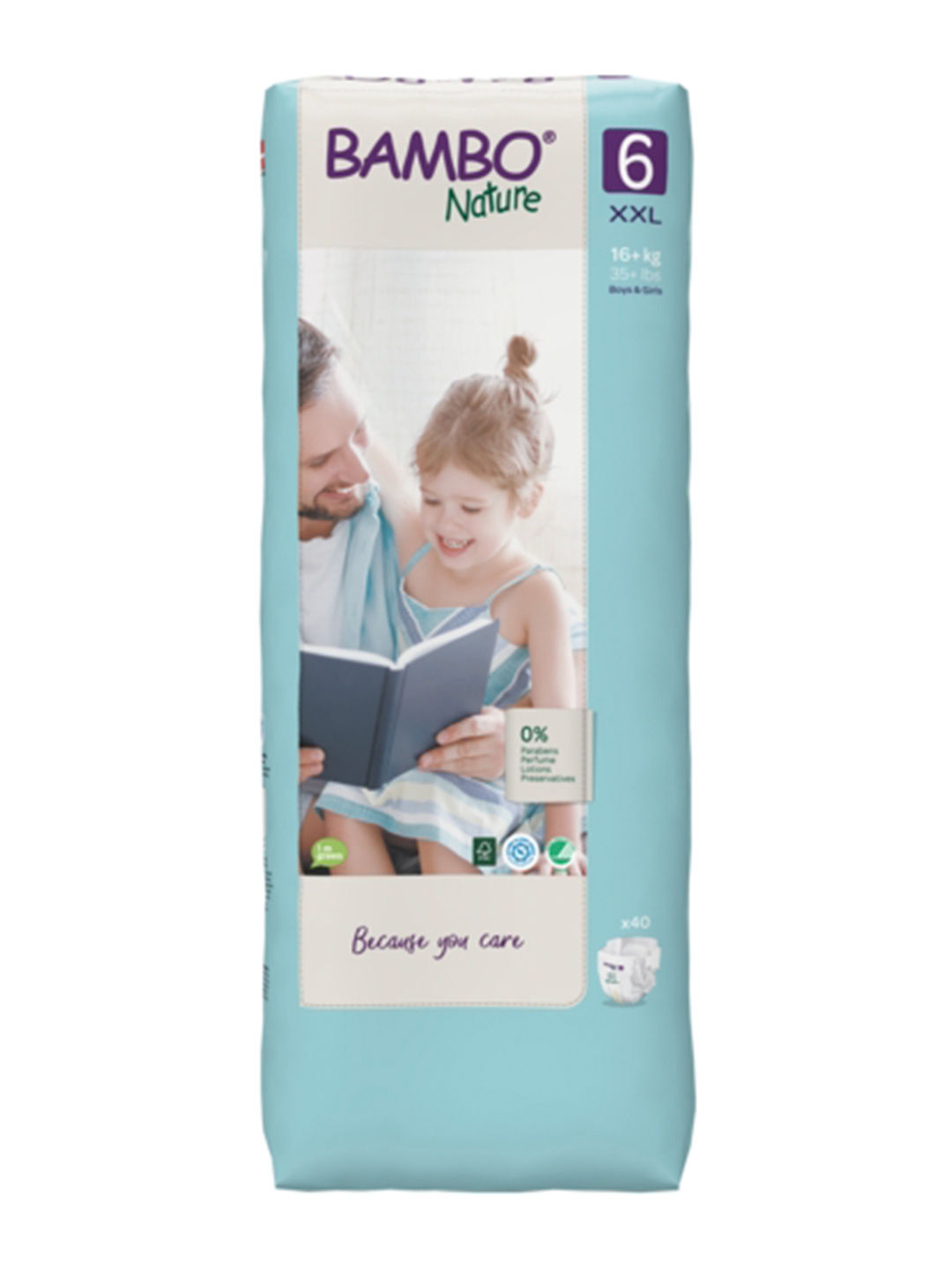 Bambo Nature Premium Baby Diapers - XXL Size, 40 Count, For Preschooler Baby